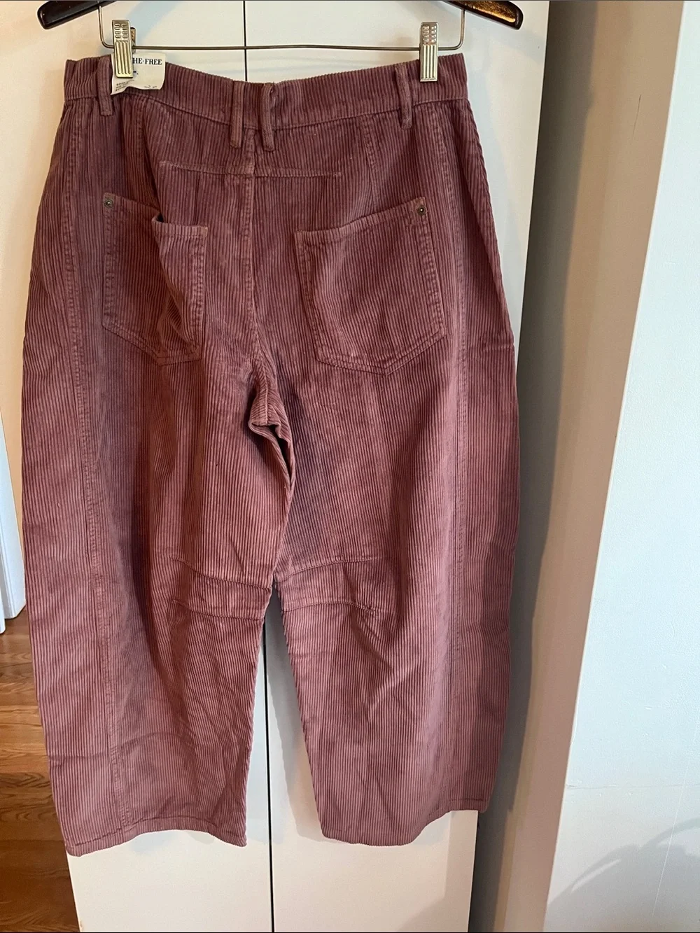 Free People We The Free Good Luck Mid-Rise Cord Barrel Jeans 28 NWT